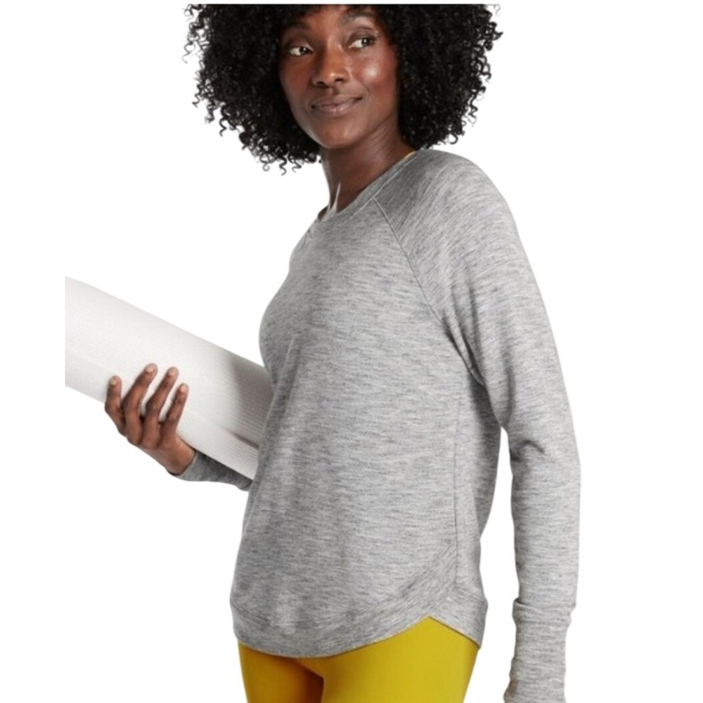 Athleta Mindset Sweatshirt Heather Grey Performance Pullover Womens Large Modal